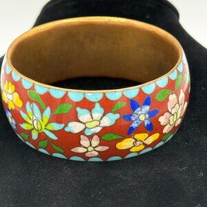 Vintage Small-size Cloisonne Bracelet with flowers of many colors